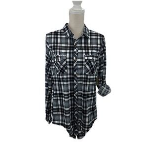 Passport Black and White Plaid Button-Up Shirt